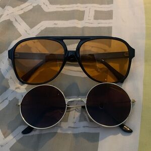 Retro Stylish Black and Gold Sunglasses Set